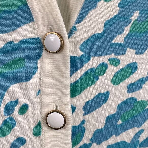 NWT Bob Mackie Wearable Art Cardigan Sweater Size Large Blue Green Animal Print - Picture 6 of 16